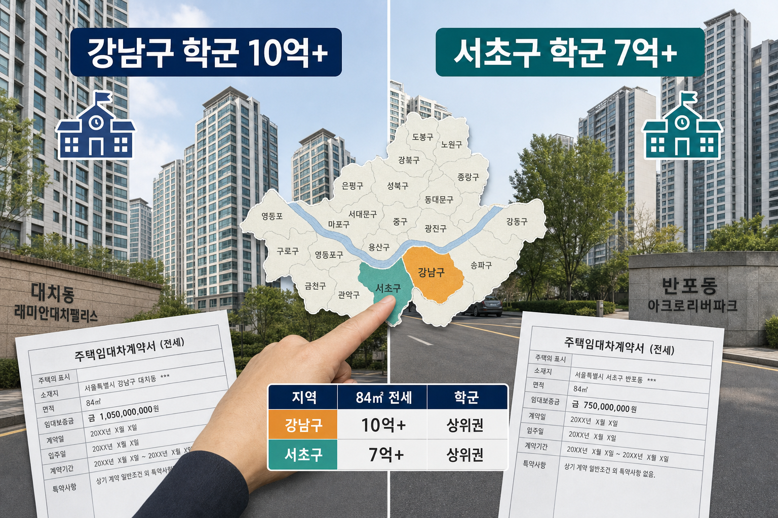 서울 강남 전세 시세로 보는 강남·서초구 학군 수요 비교