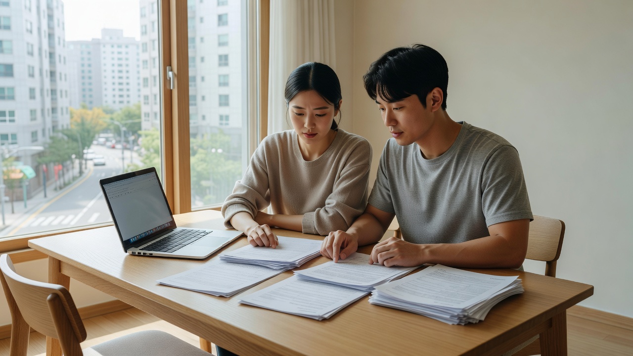 서울 전세 계약 방법을 단계별로 준비하는 부부의 모습