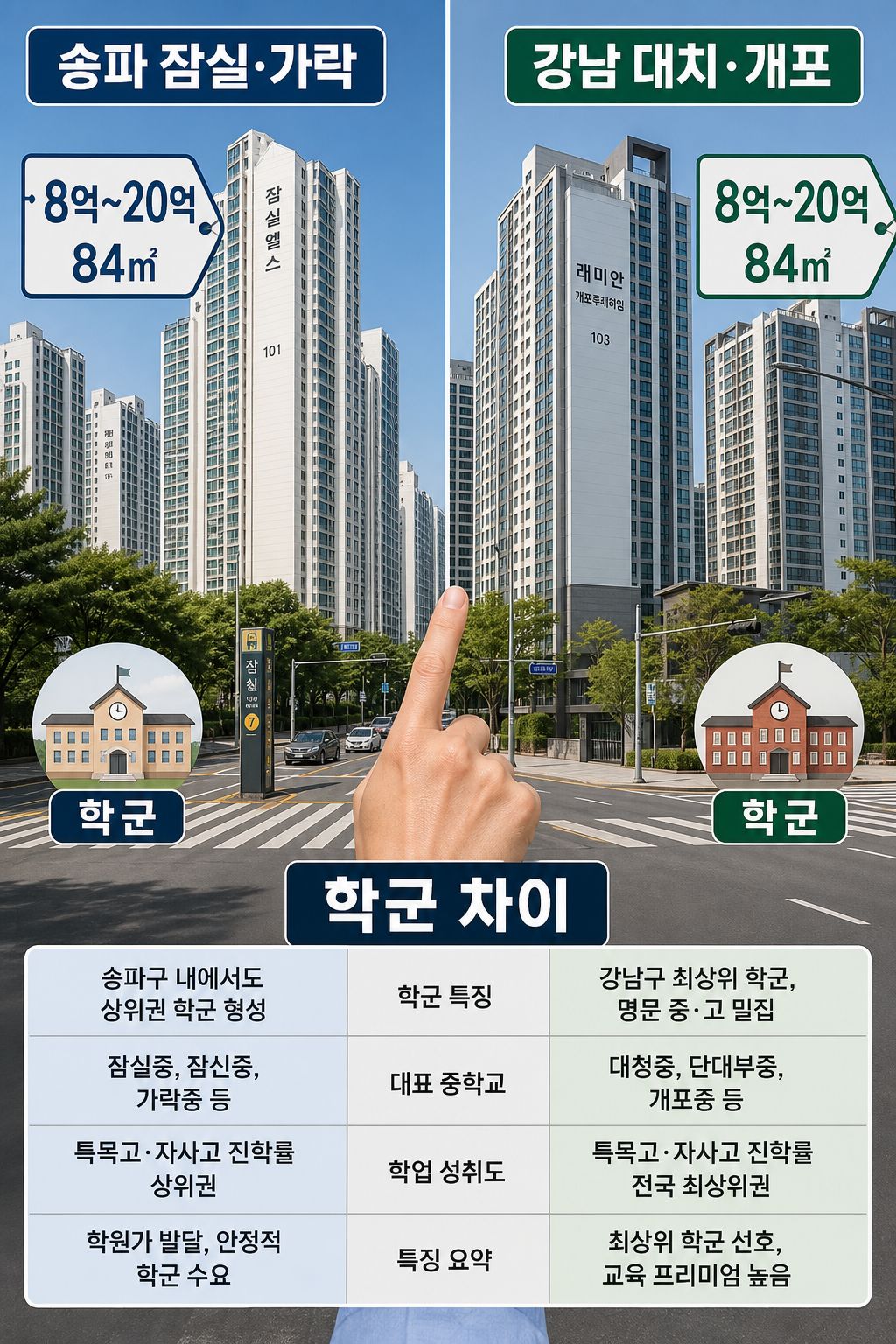 서울 송파·강남구 전세 시세와 학군 비교 — 서울 송파·강남구 전세 시세